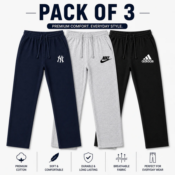 Men Jersey cotton trousers Pack of 3 – Premium Cotton Trouser Set for Daily Wear Pakistan