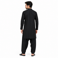 Men's Black Wash & Wear Shalwar Kameez Front View