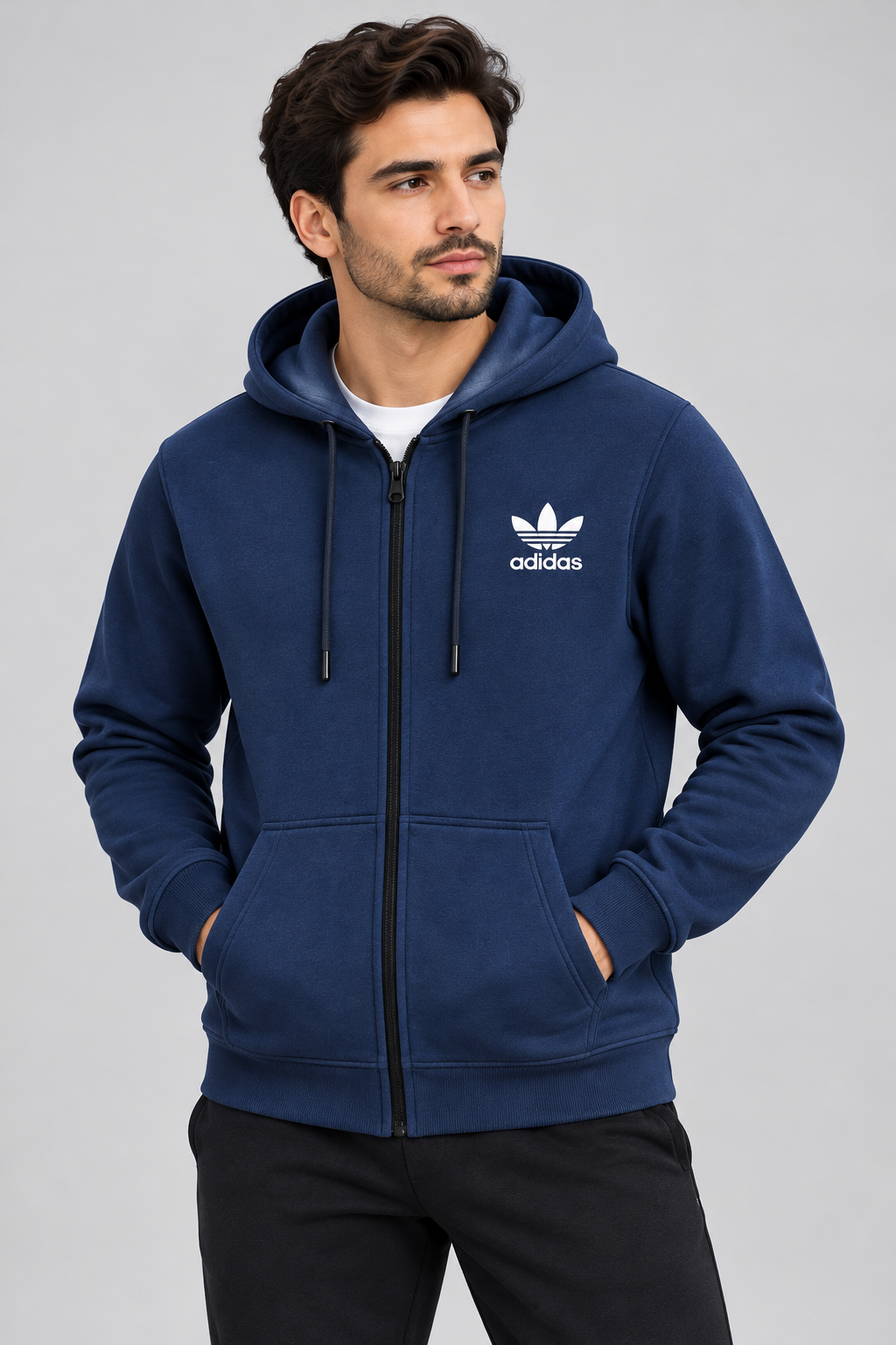 Men’s Zip-Up Hooded Sweatshirts  – Navy