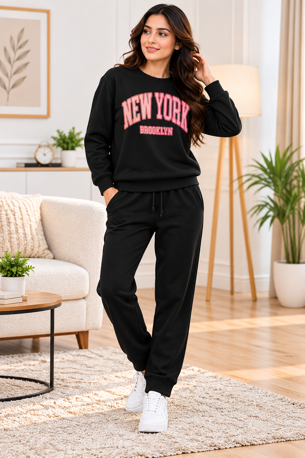 Unisex Winter Tracksuit – Black Sweatshirt & Jogger Set