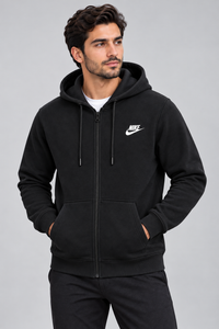Men’s Zip-Up Hooded Sweatshirts  – Black