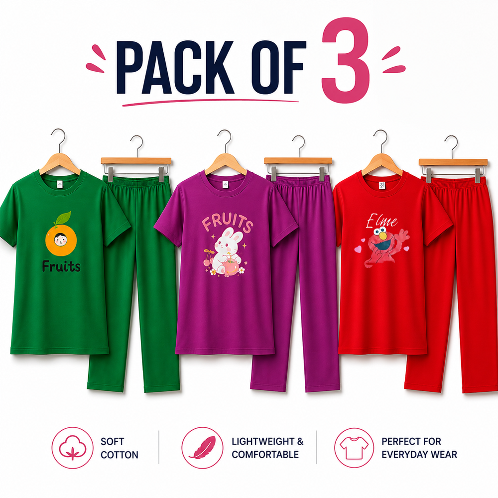 Women's Pack of 3 Cotton Jersy Tracksuit Set | Premium Quality