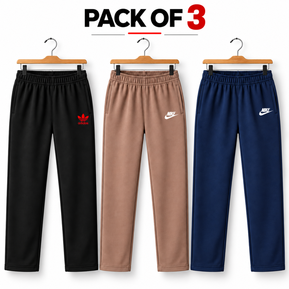 Men’s Terry Trousers Pack of 3 Black, L.Brown & Navy