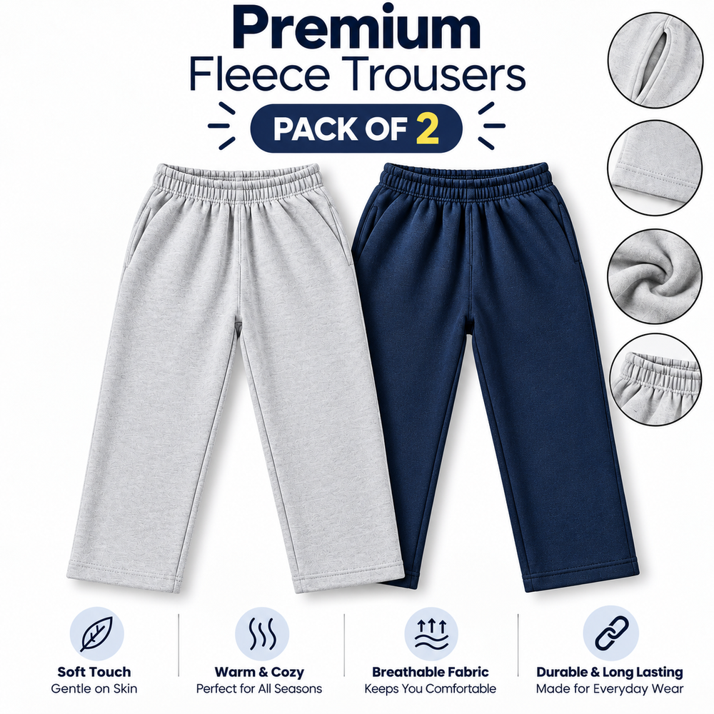 Premium Fleece Trousers for Men Pack of 2 Soft, Warm & Comfortable