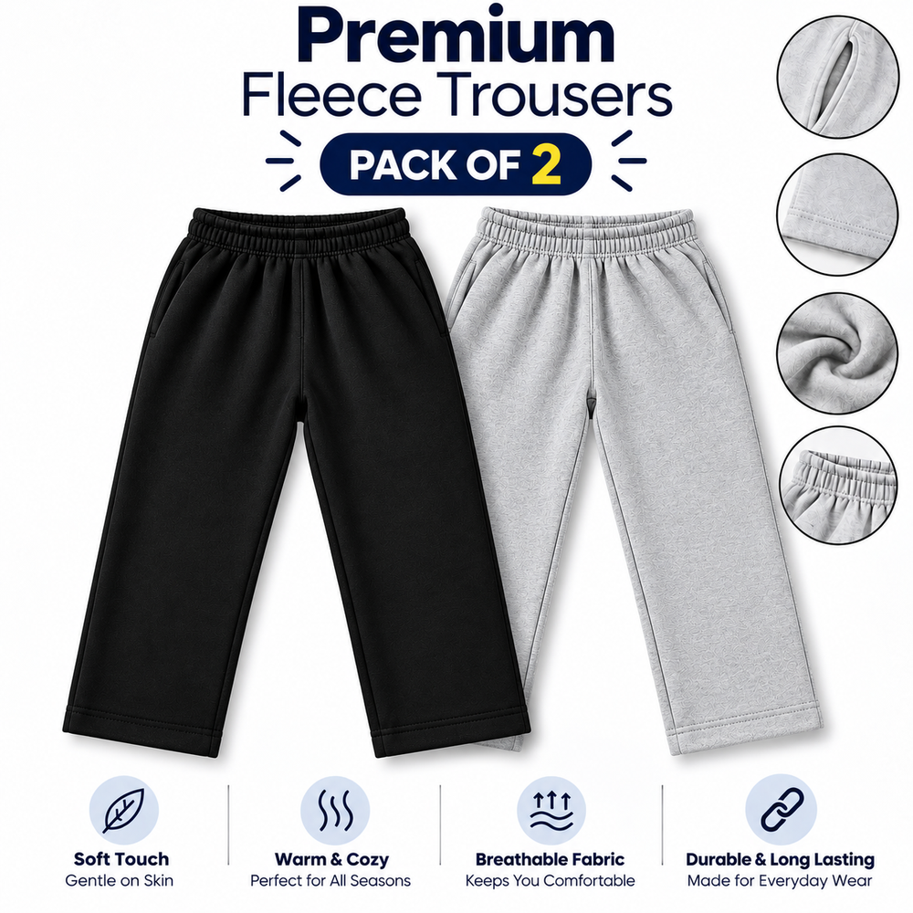 Premium Fleece Trousers for Men Pack of 2 Soft, Warm & Comfortable