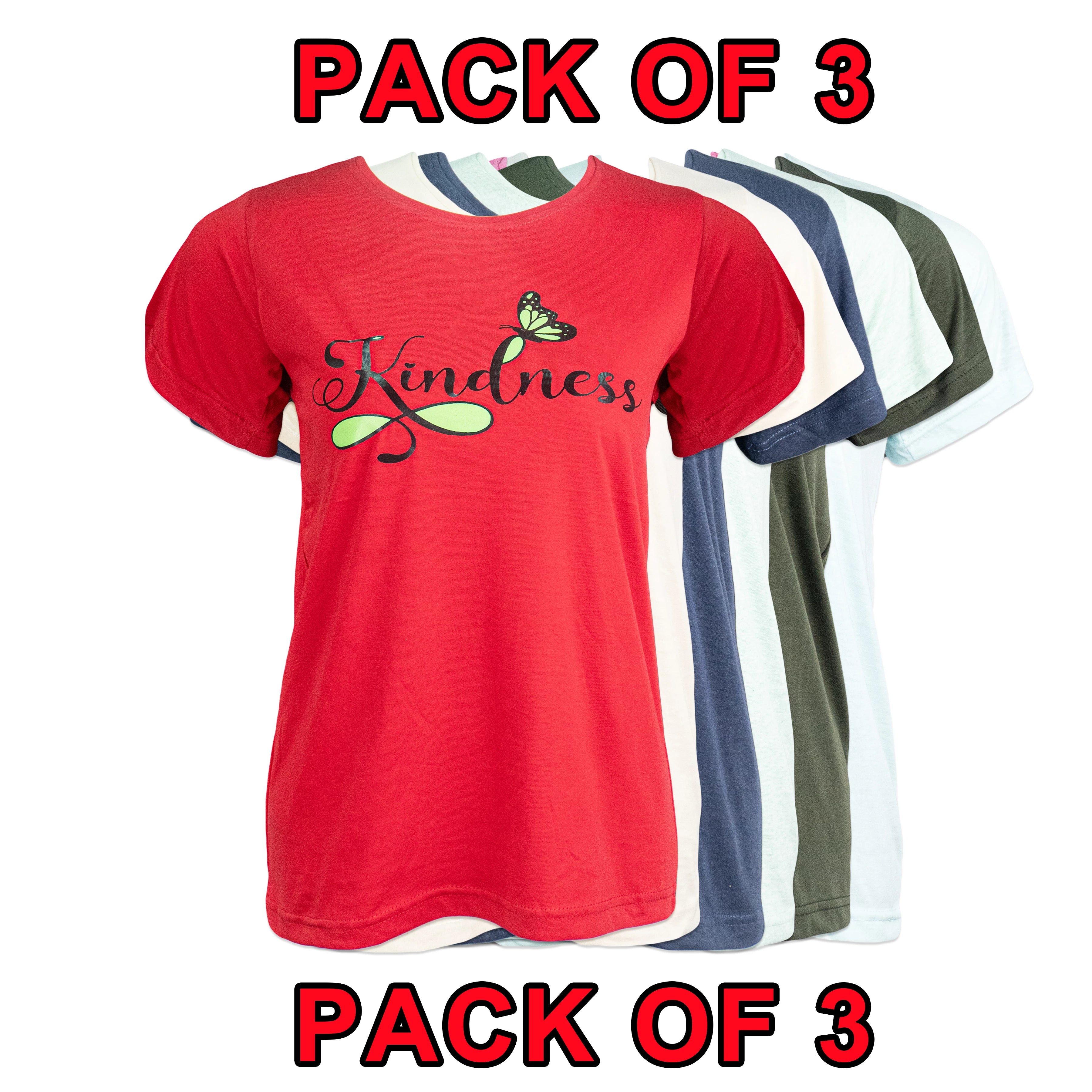 Ladies' Jersey Cotton T-Shirts. Pack of 3