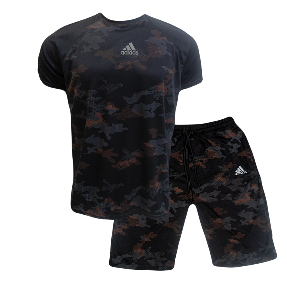 Men Adidas Camo Dri-fit Shorts Tracksuit