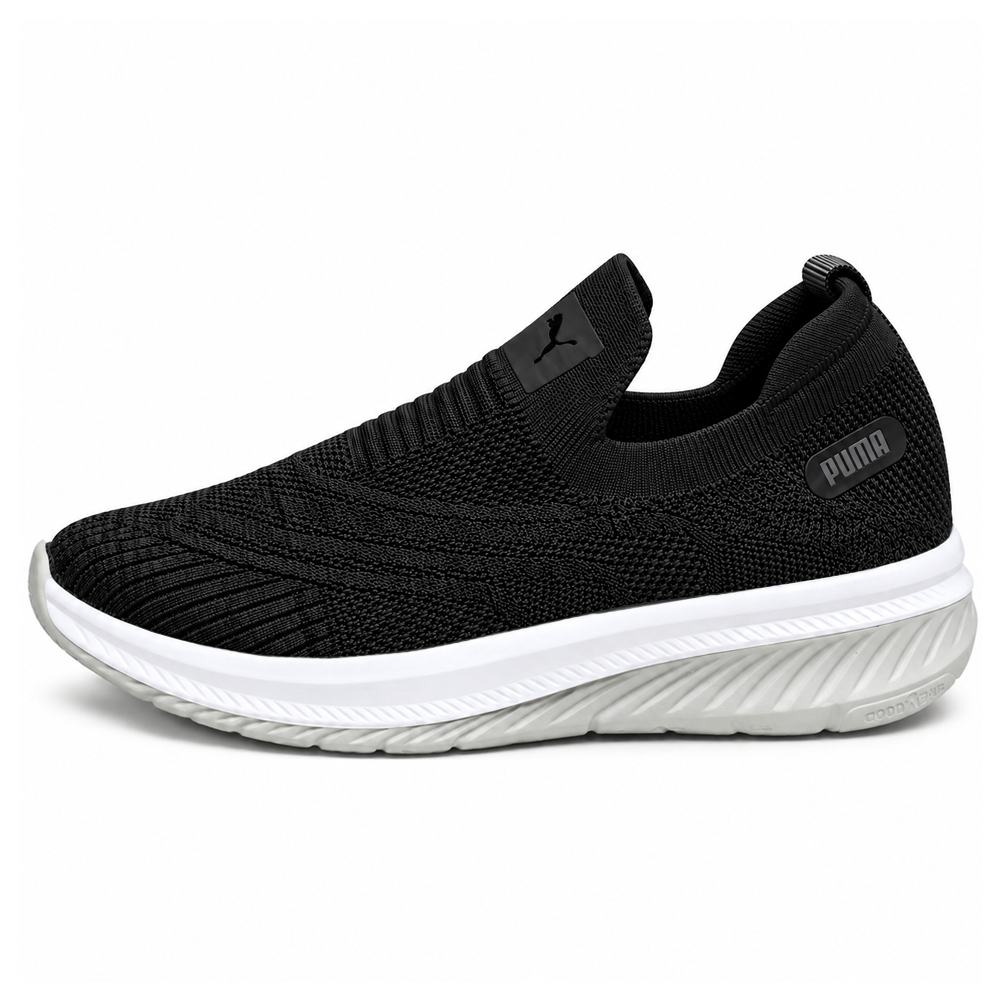 Unisex Black Knit Slip-On Sneakers Shoes ART