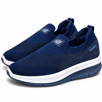 Unisex Navy Blue Knit Slip-On Sneakers Shoes ART