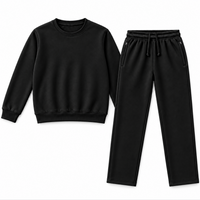 Men's Round Neck Fleece Tracksuit Black