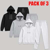 Men’s Fleece Tracksuit Pack of 3 Premium Hooded Sweatshirt & Trouser
