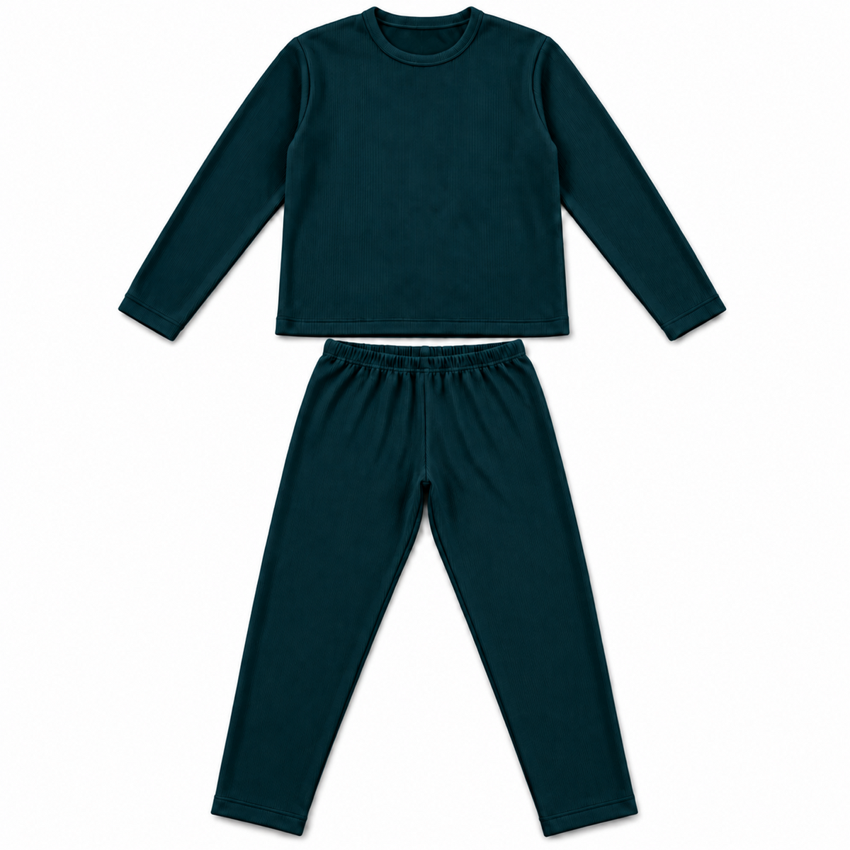 Unisex Ribbed Thermal Warmer Set Full Sleeve Shirt & Trouser Green