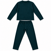 Unisex Ribbed Thermal Warmer Set Full Sleeve Shirt & Trouser Green