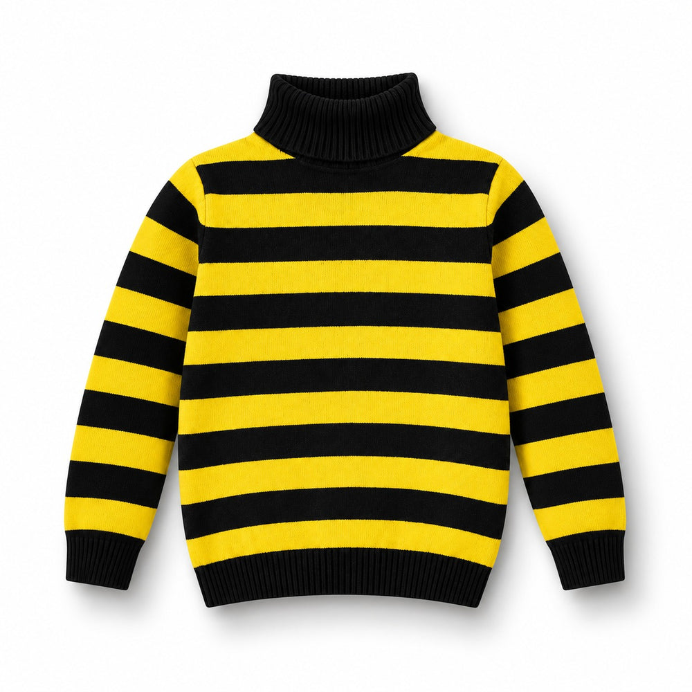 Men’s Round Neck Striped Sweater – Warm Knit Winter Pullover
