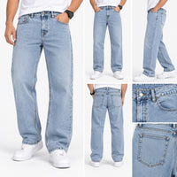 Pack of 3  Unisex Baggy Jeans – Black, Light Blue & Dark Blue