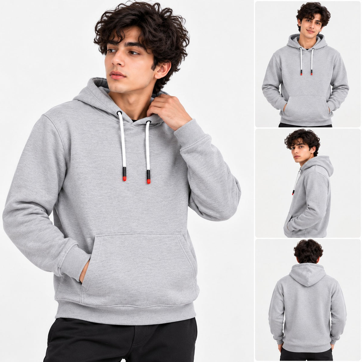 Unisex Kangaroo Pocket Hooded Sweatshirt Gray