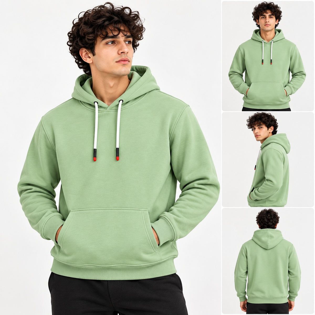 Unisex Kangaroo Pocket Hooded Sweatshirt Green