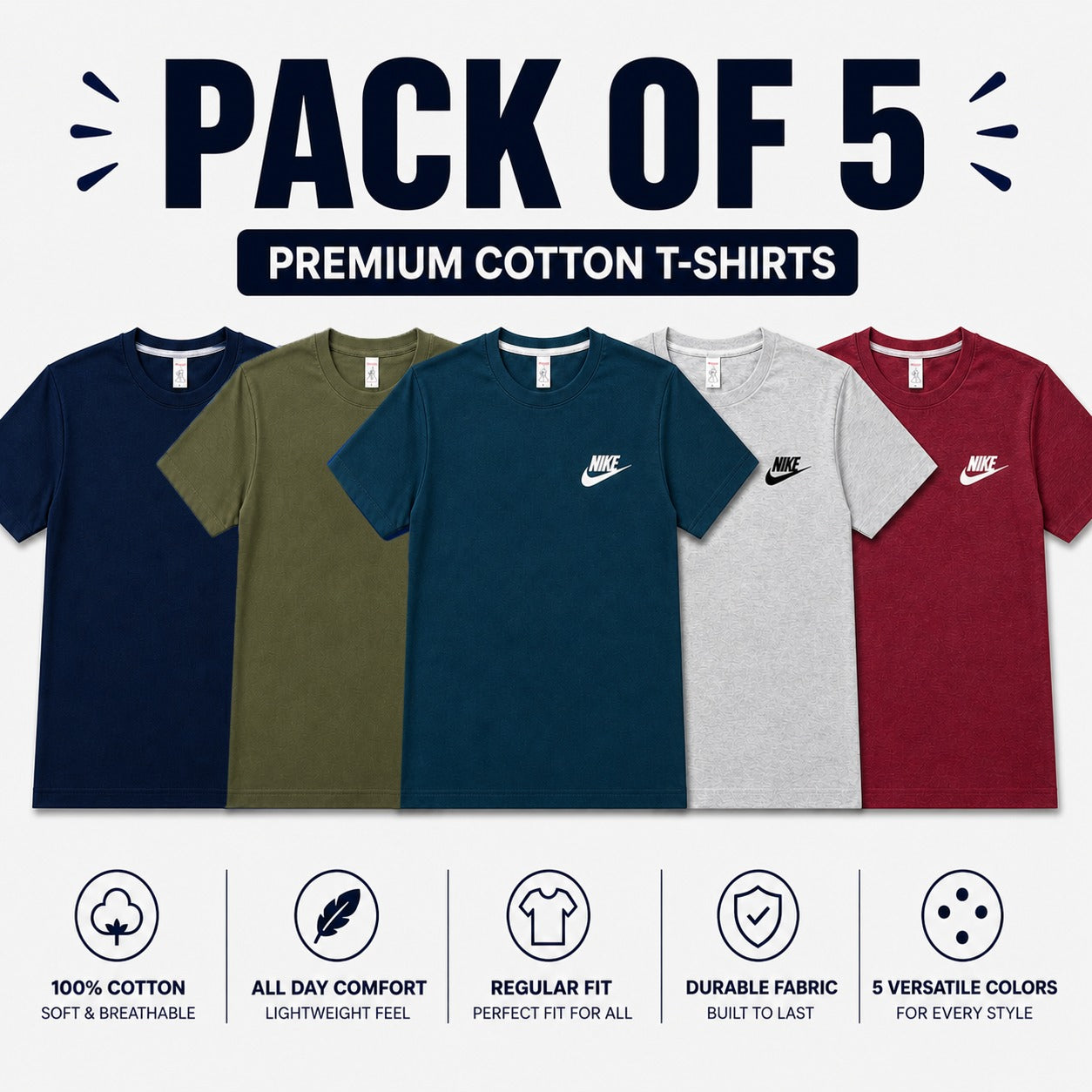 Men Brand T Shirt Pack of 5