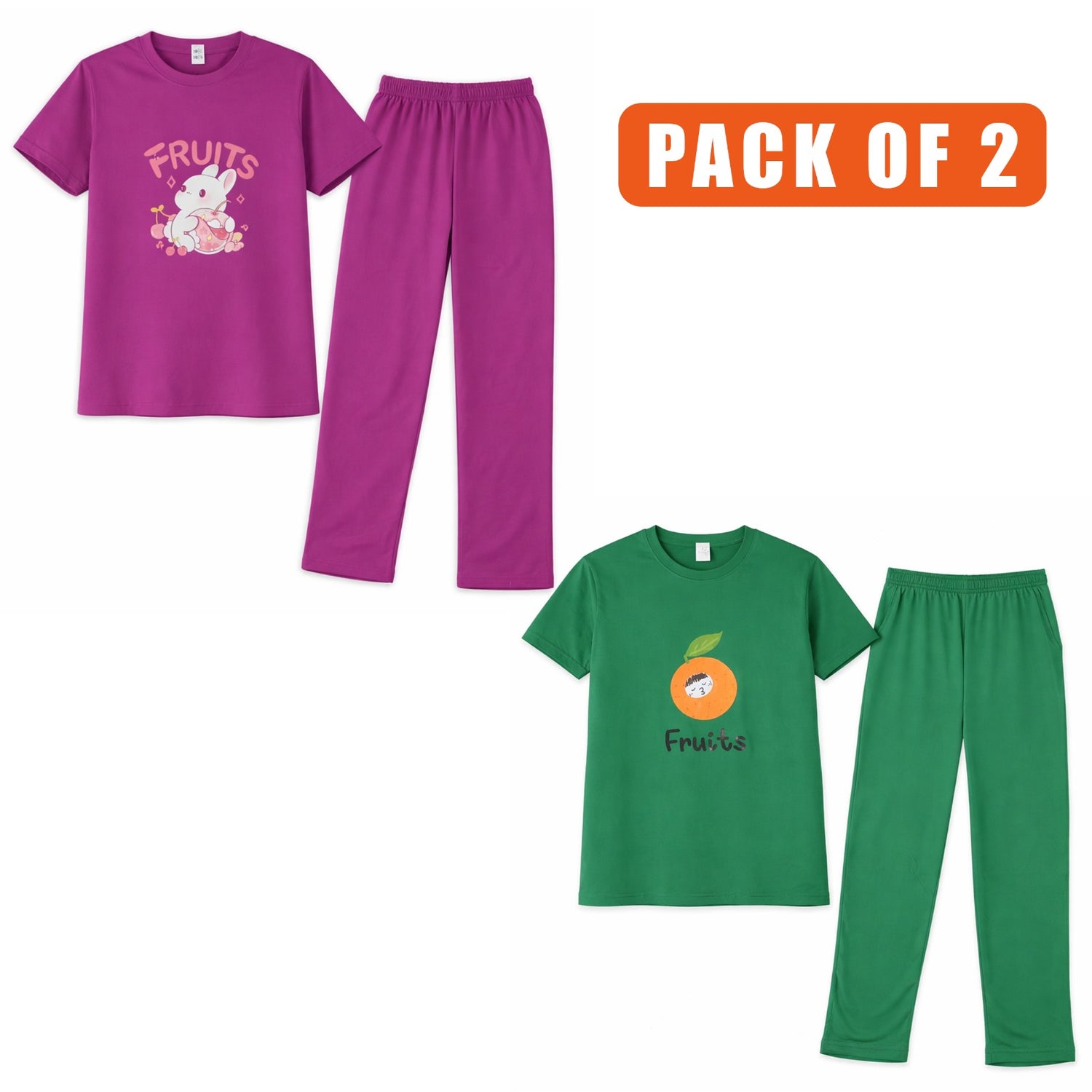 Pack of 2 Women’s Premium Cotton Tracksuit Set – Soft & Comfortable Ladies Wear for Summer