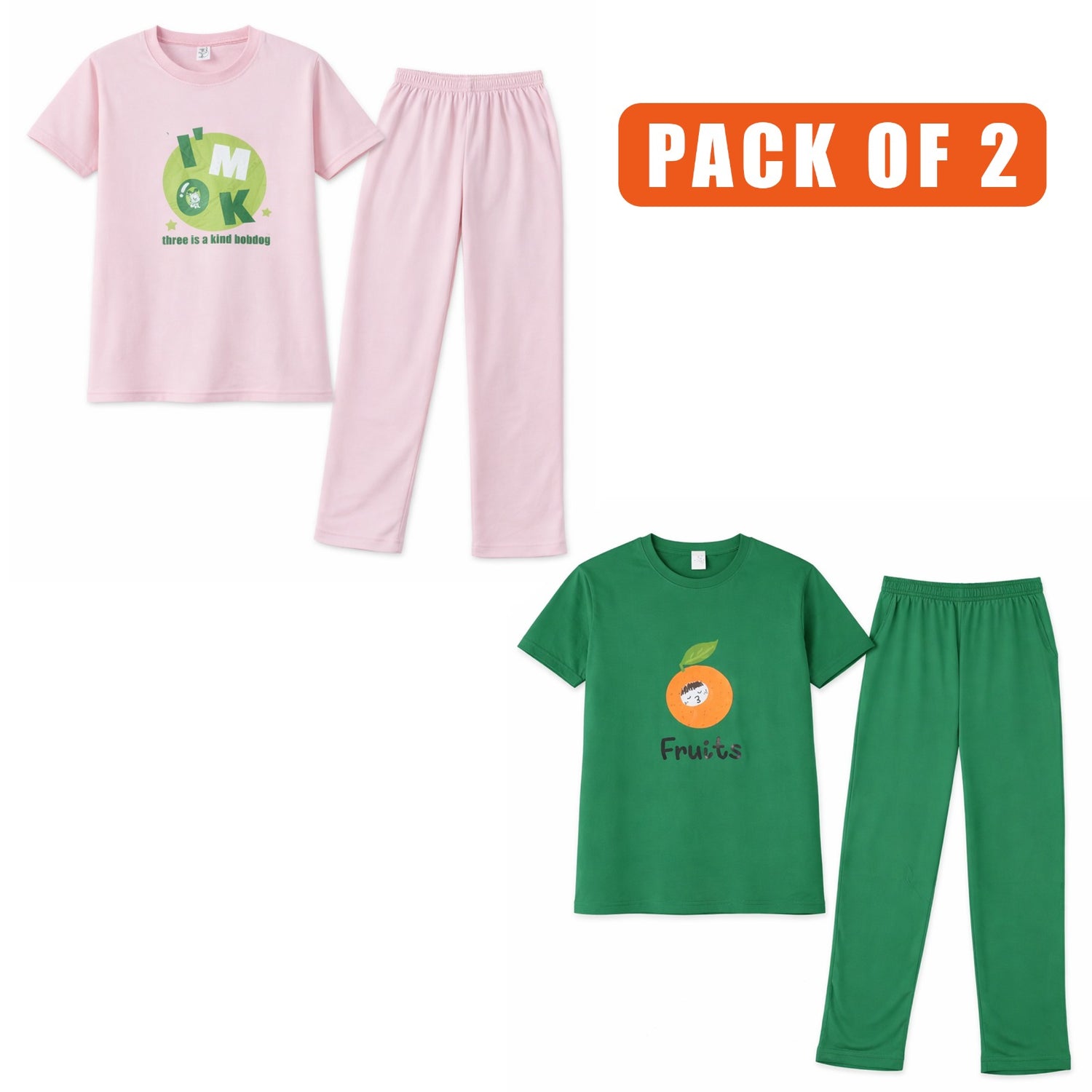 Pack of 2 Women’s Premium Cotton Tracksuit Set – Soft & Comfortable Ladies Wear for Summer