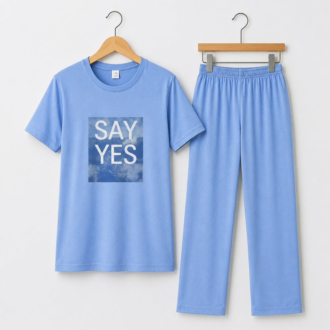 Women’s Premium Cotton Tracksuit Set – Soft & Comfortable Ladies Casual Wear for Summer Sky Blue
