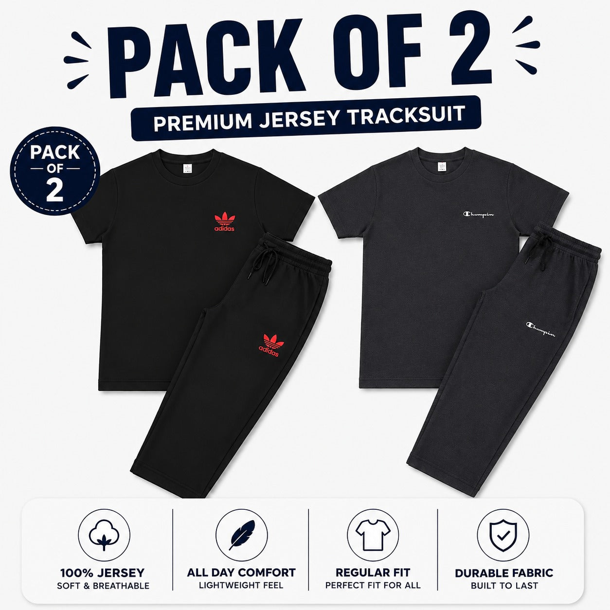 Pack of 2 Men’s Premium  Jersey Tracksuit