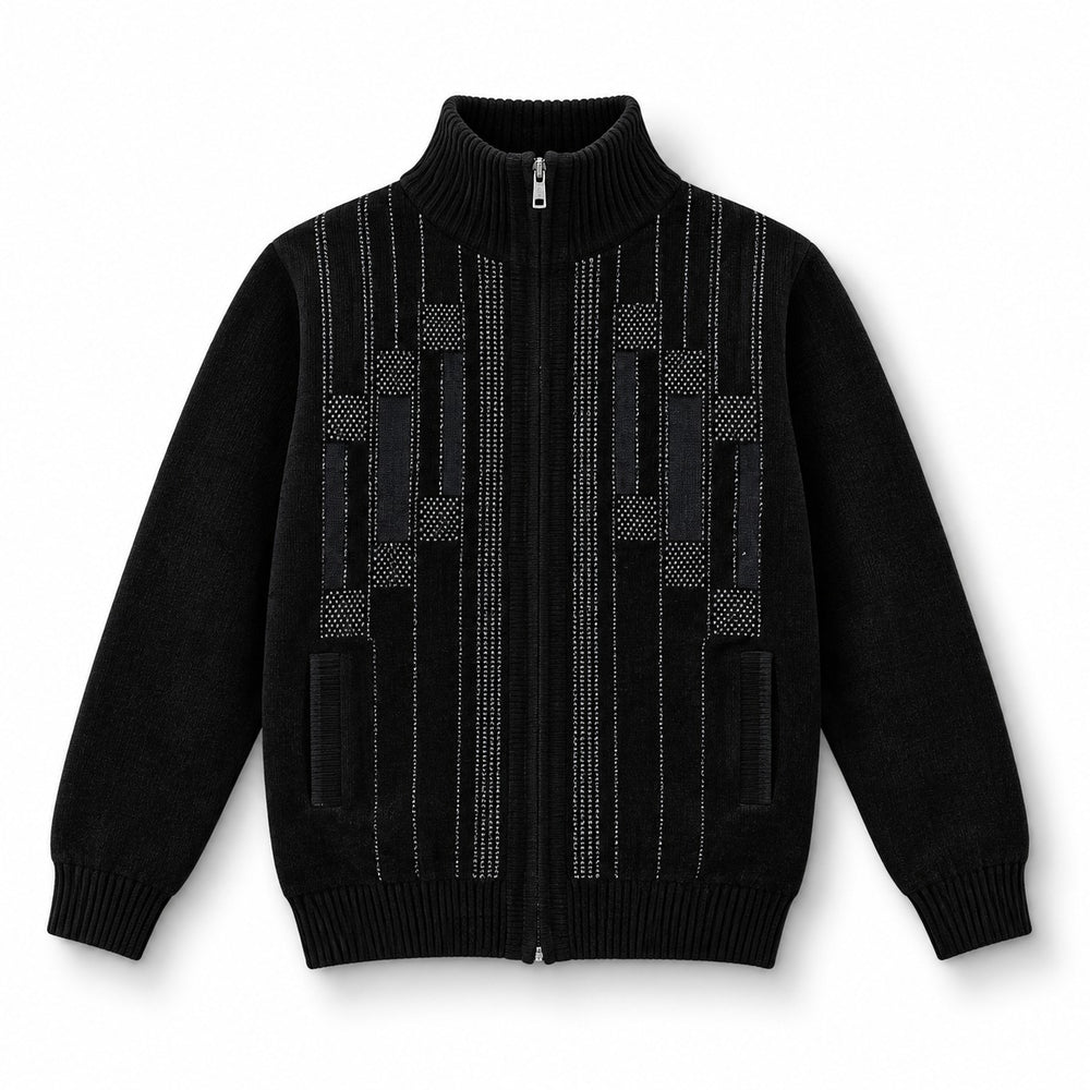 Men’s Round Neck Striped Sweater – Warm Knit Winter Pullover