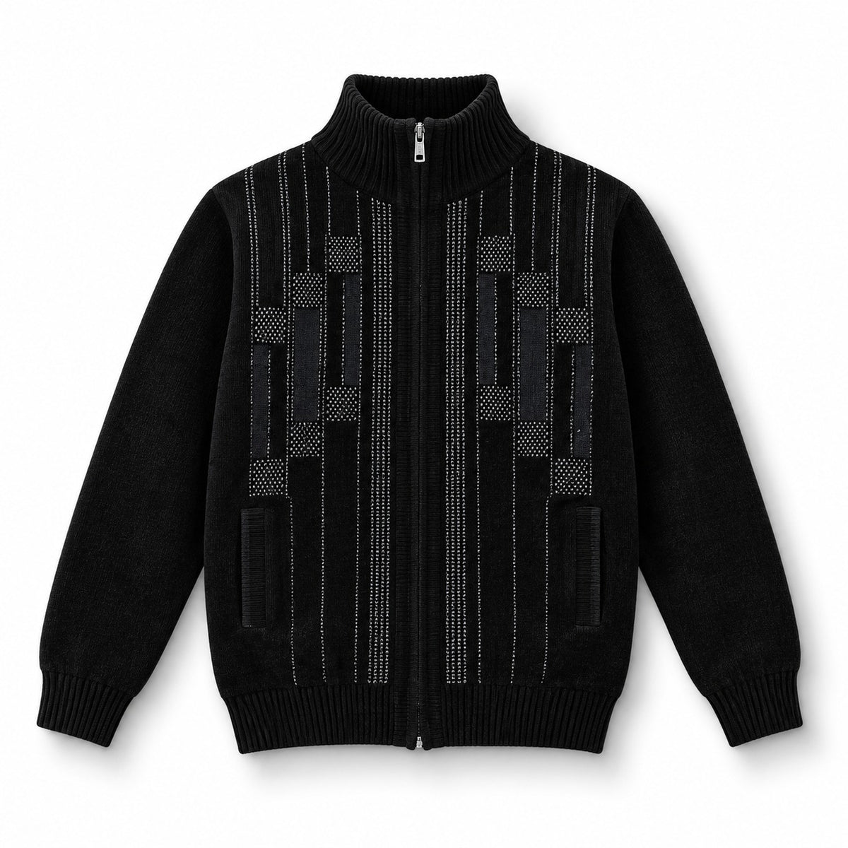 Men’s Round Neck Striped Sweater – Warm Knit Winter Pullover