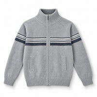 Men’s Round Neck Striped Sweater – Warm Knit Winter Pullover