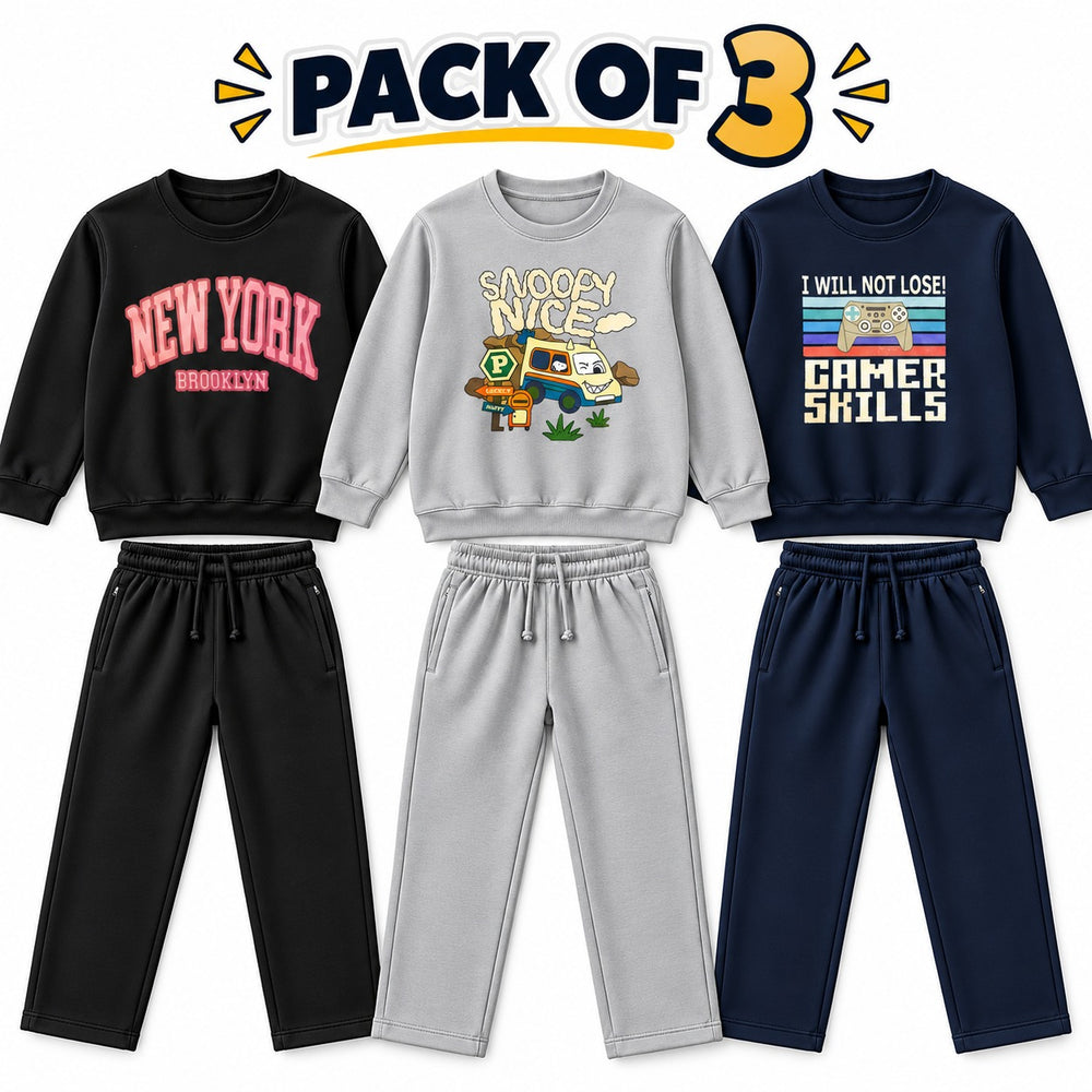 Pack of 3 Unisex Winter Tracksuit  – Navy, Black & Light Grey