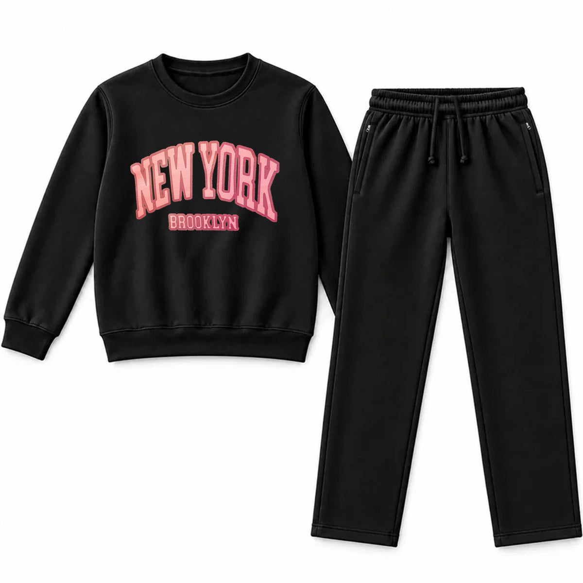 Unisex Winter Tracksuit – Black Sweatshirt & Jogger Set