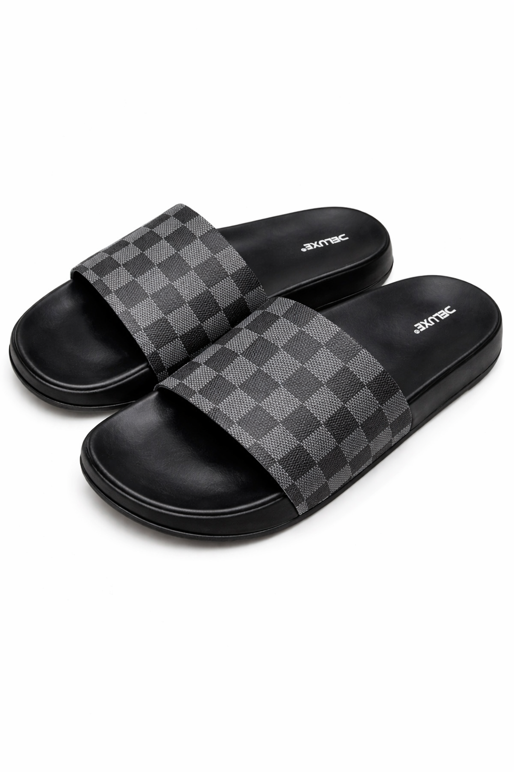 Men’s Premium Checkered Slides – Luxury Style Comfortable Slippers