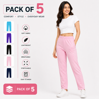 Pack of 5 Women cotton trousers  Soft Comfortable Daily Wear