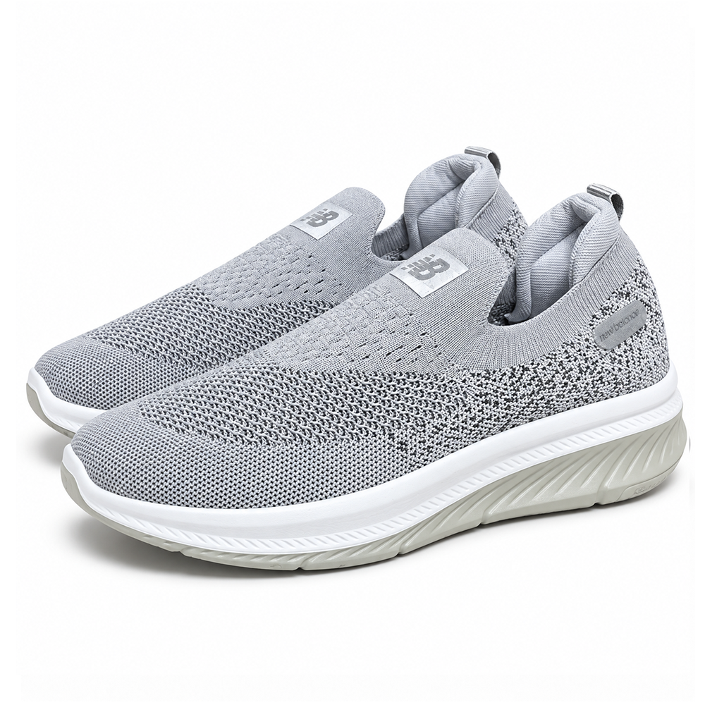 Unisex Grey Knit Slip-On Sneakers Shoes ART
