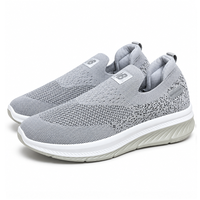 Unisex Grey Knit Slip-On Sneakers Shoes ART