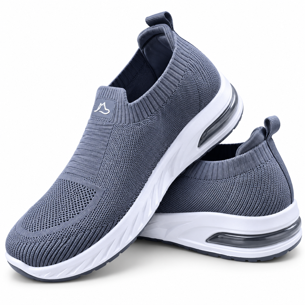 Unisex Gray Knit Slip-On Sneakers Shoes