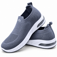 Unisex Gray Knit Slip-On Sneakers Shoes