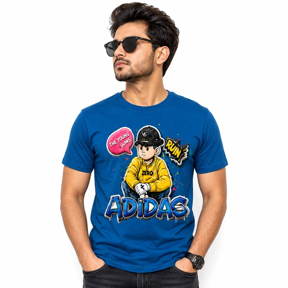 Pack of 5 Men's Premium 3D Embossed Sticker Graphic T-Shirts