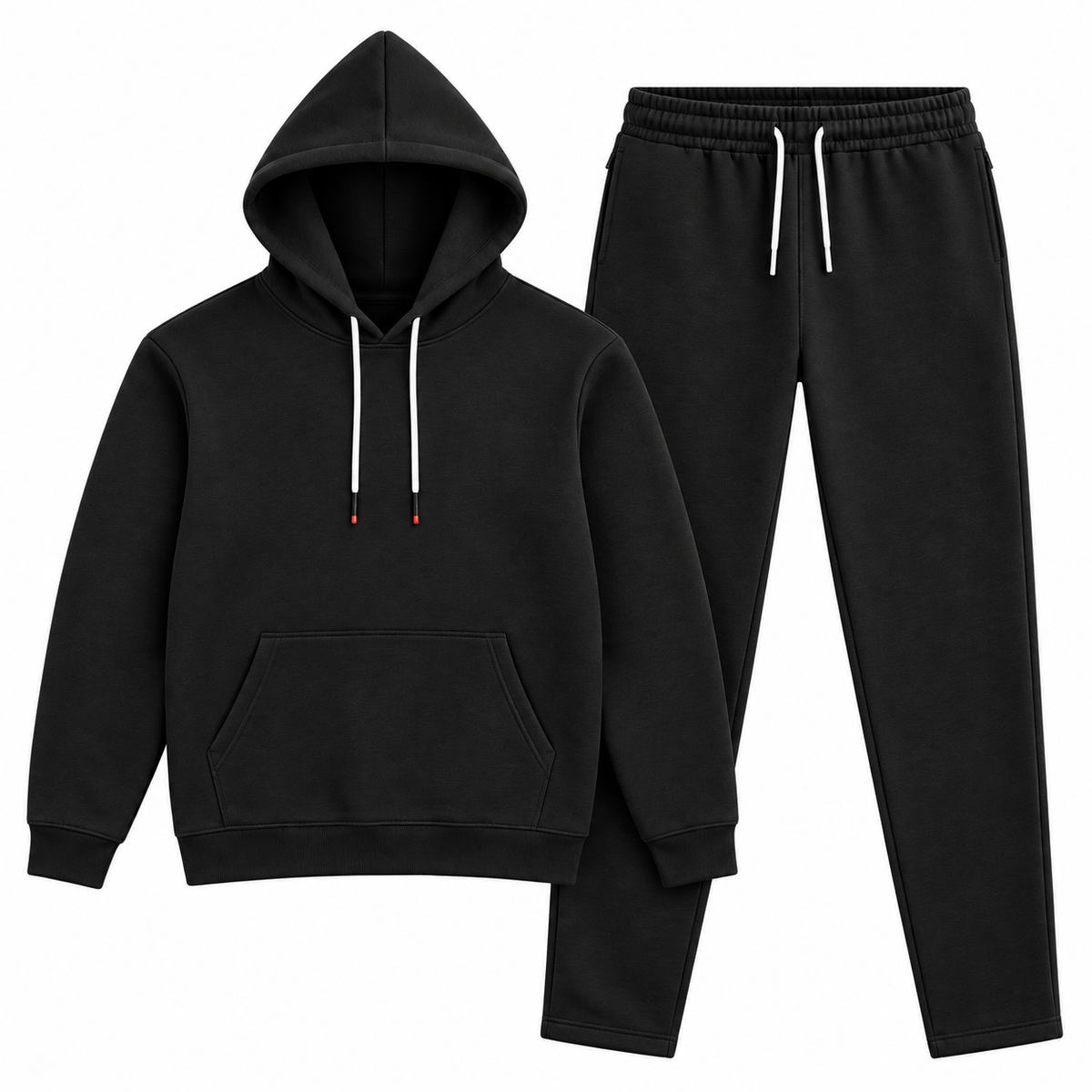 Men’s Fleece Tracksuit – Premium Hooded Sweatshirt & Trouser Black