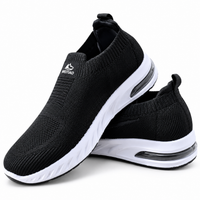 Unisex Black Knit Slip-On Sneakers Shoes