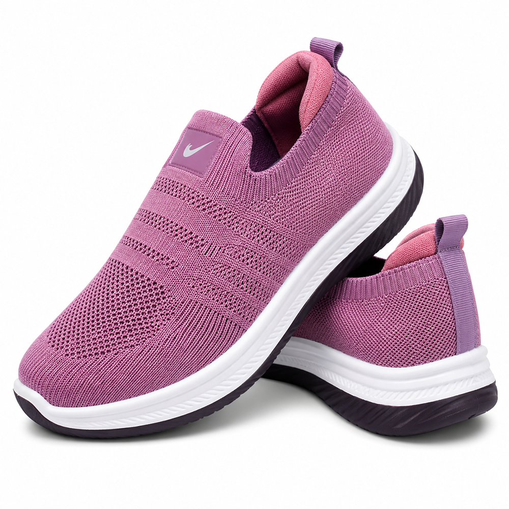 Women’s Pink Slip-On Casual Sneakers – Comfortable Everyday Shoes AJK