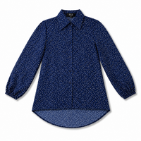 Women’s Navy Blue Polka Dot Shirt | Stylish Long Sleeve Casual Shirt