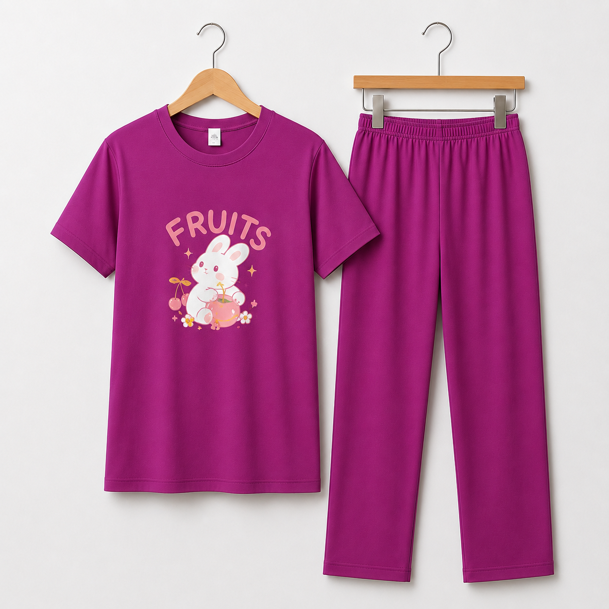 Women’s Premium Cotton Tracksuit Set – Soft & Comfortable Ladies Casual Wear for Summer - Purple