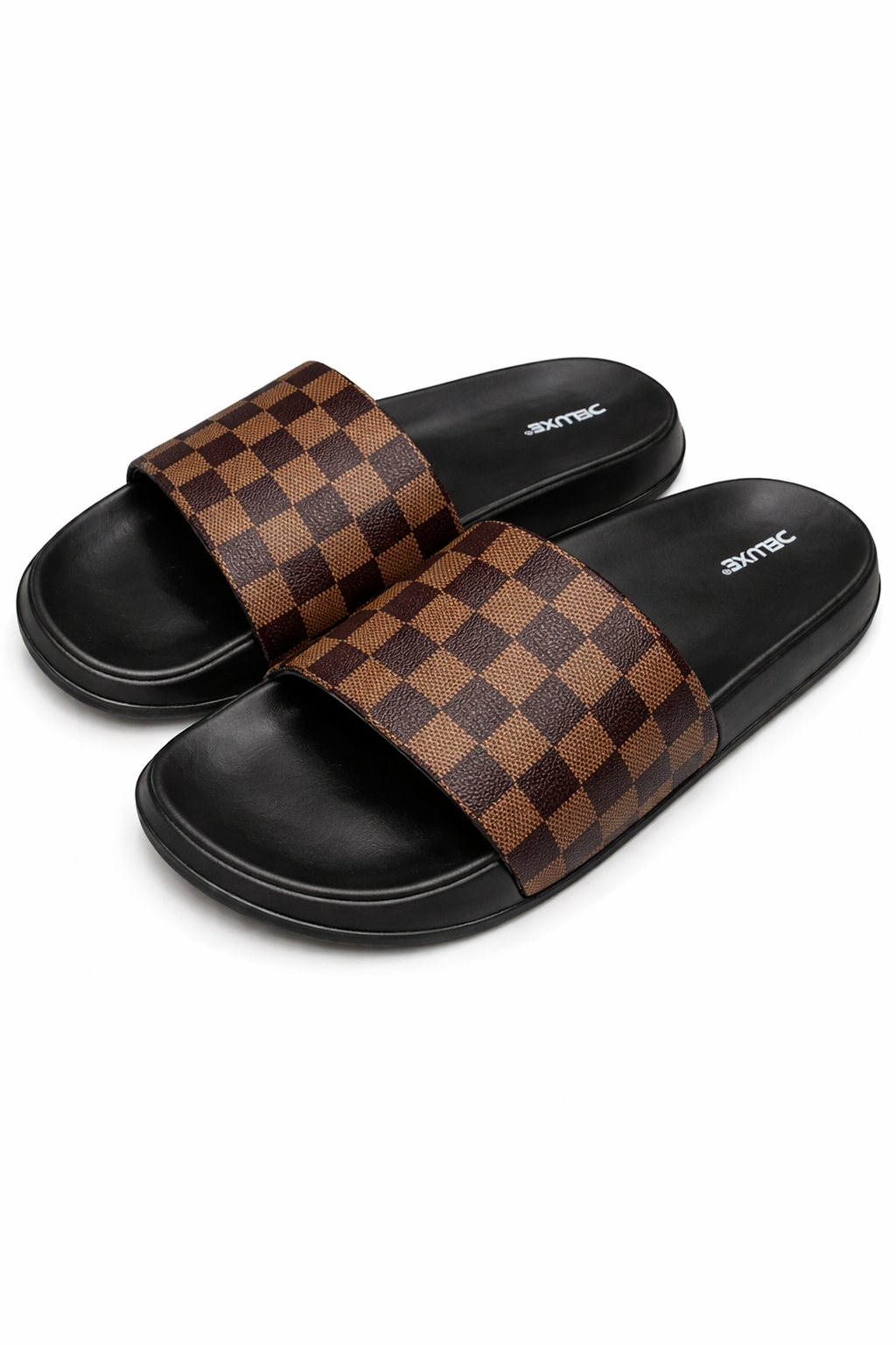 Men’s Premium Checkered Slides – Luxury Style Comfortable Slippers