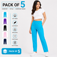 Pack of 5 Women cotton trousers  Soft Comfortable Daily Wear