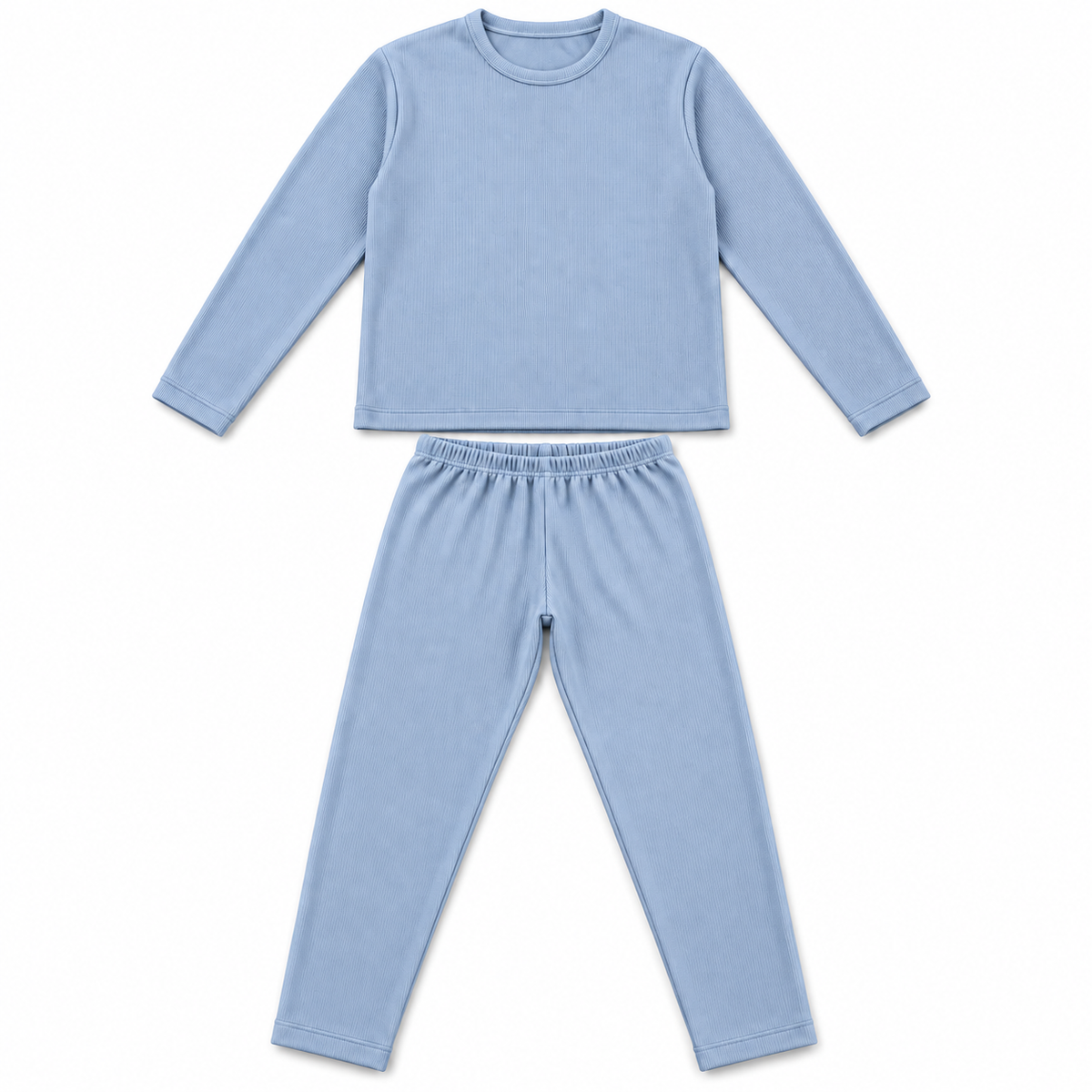 Unisex Ribbed Thermal Warmer Set Full Sleeve Shirt & Trouser SKY
