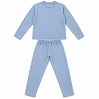 Unisex Ribbed Thermal Warmer Set Full Sleeve Shirt & Trouser SKY