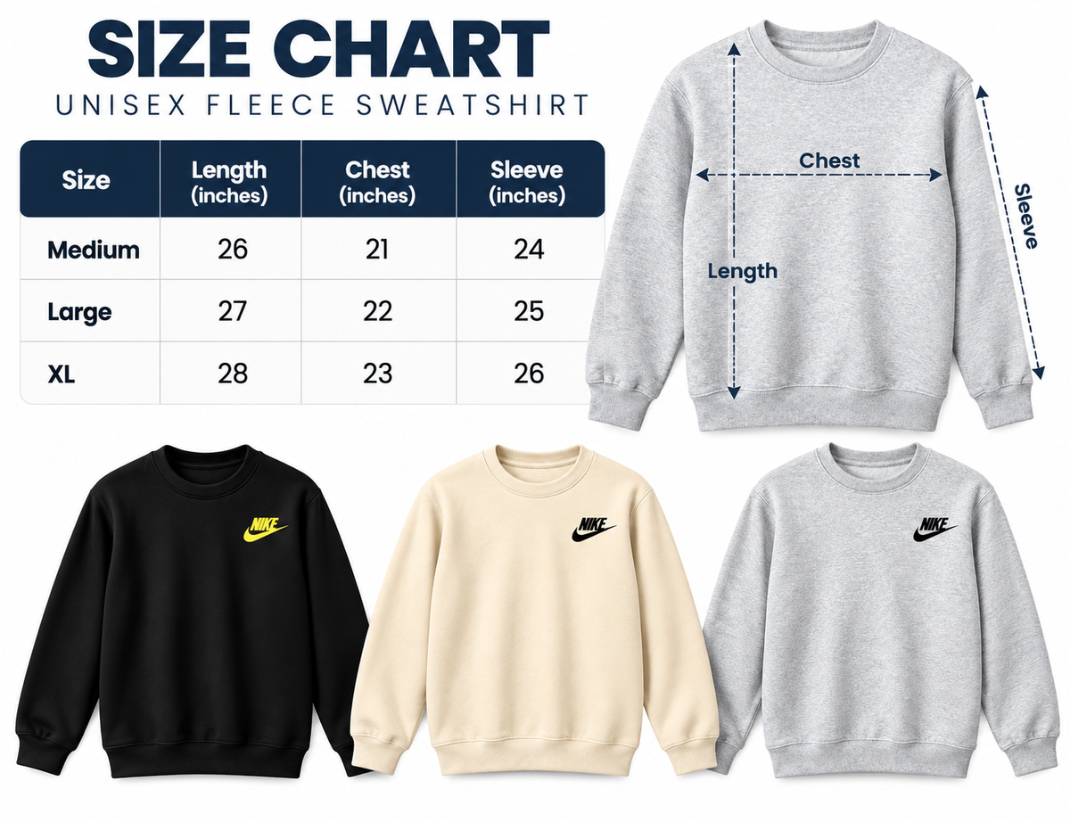 Unisex Fleece Sweatshirt Black Premium Full Sleeve Winter Sweatshirt