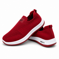 Women’s Red Slip-On Casual Sneakers – Comfortable Everyday Shoes