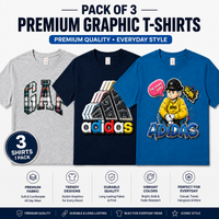 Pack of 3 Men's Premium 3D Embossed Sticker Graphic T-Shirts